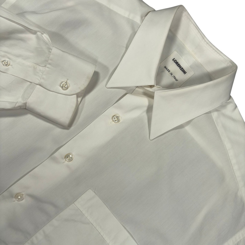 Lorenzini Dress Shirt Mens 16 White Lightweight Cotton Formal Italy NWT